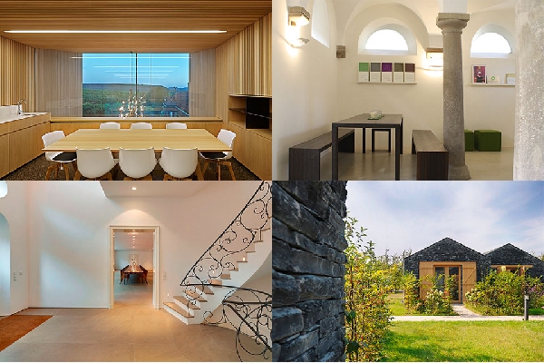 Das Foto zeigt eine Collage mit den Siegerprojekten des Architekturpreises Wein 2013