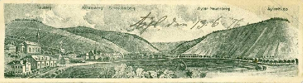 Das Foto zeigt eine historische Zeichnung der Ayler Lagen.
