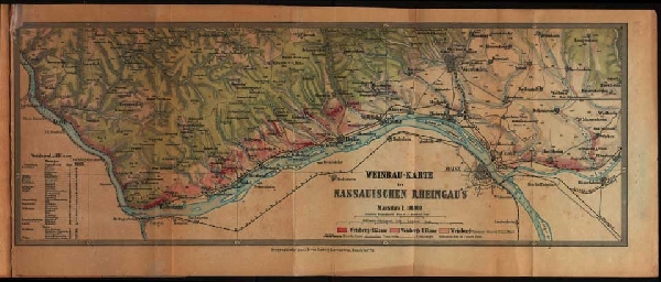 Das Foto zeigt eine historische Klassifizierungskarte des Rheingaus.