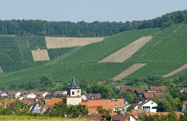 Das Foto zeigt den Ort Gündelbach und die Lage Gündelbacher Wachtkopf.