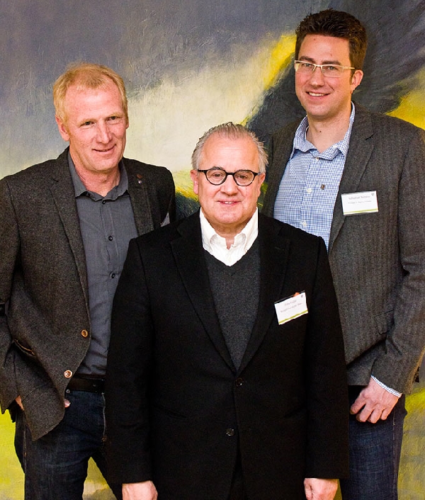 Das Foto zeigt die Winzer Fritz Keller, Rudolf May und Sebastian Schäfer.