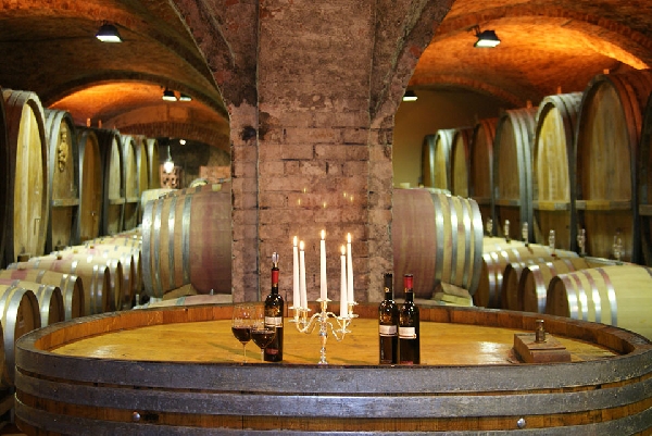 Blick in den Keller der Weinmanufaktur Untertürkheim.